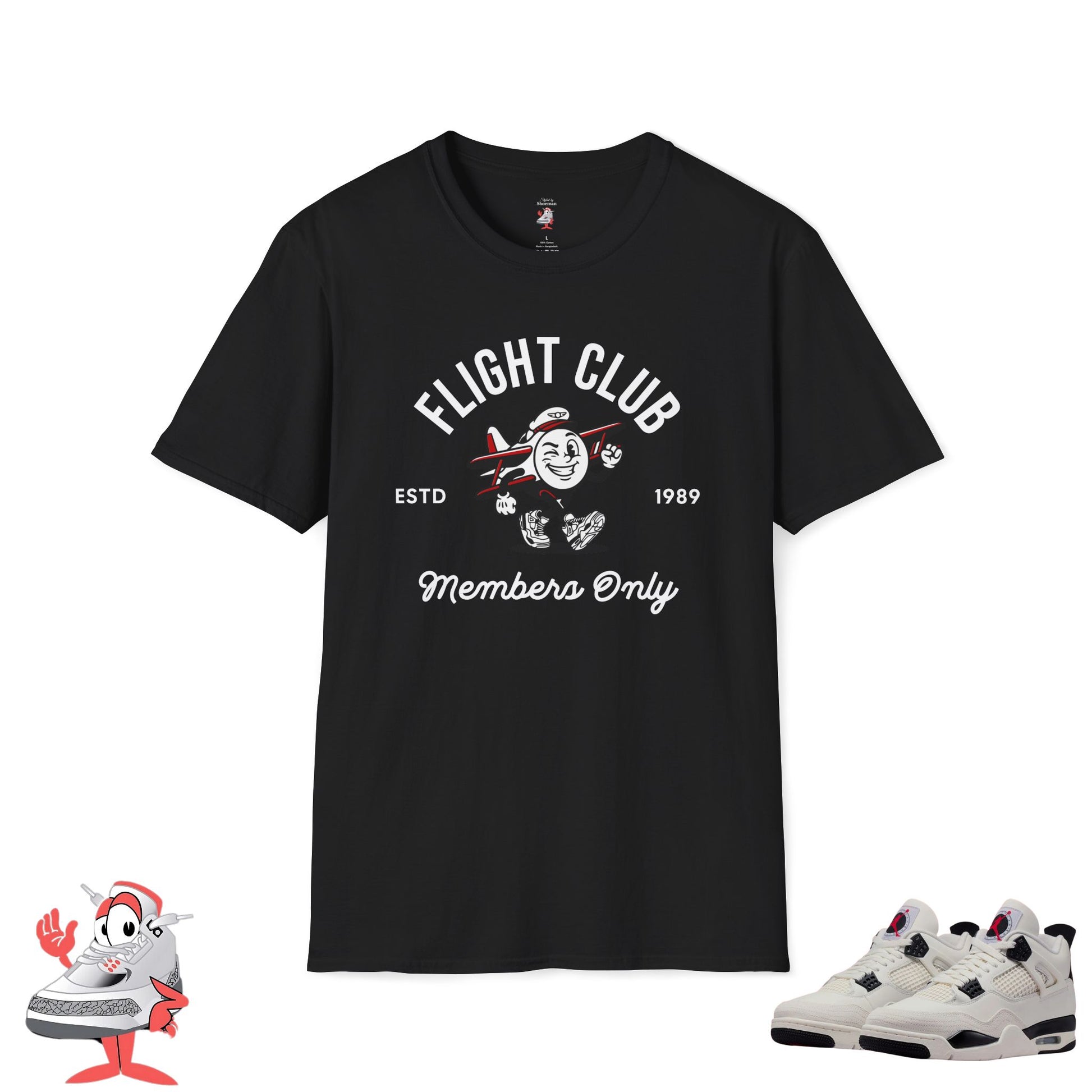 Matching Shirt For Air Jordan Retro 4 Flight Club White Black Red Sneaker Match