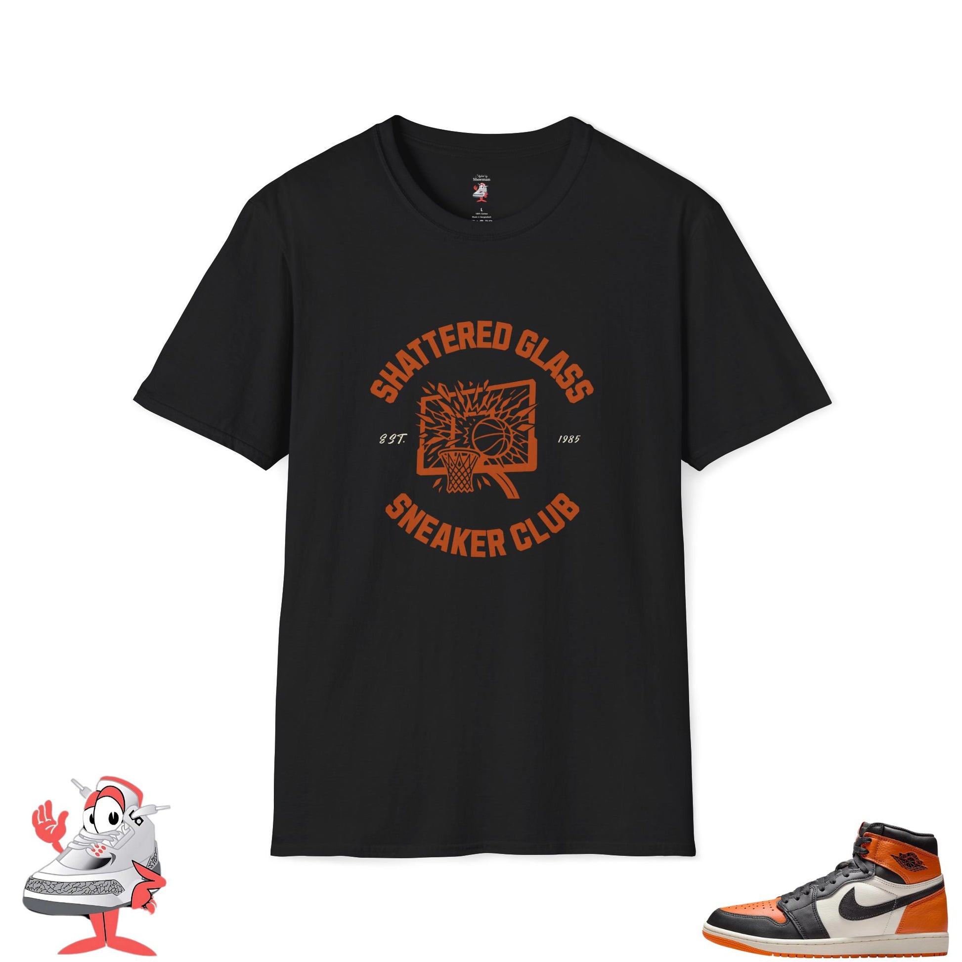Matching Shirt For Air Jordan Retro 1 Shattered Backboard Black Orange Tee AJ1