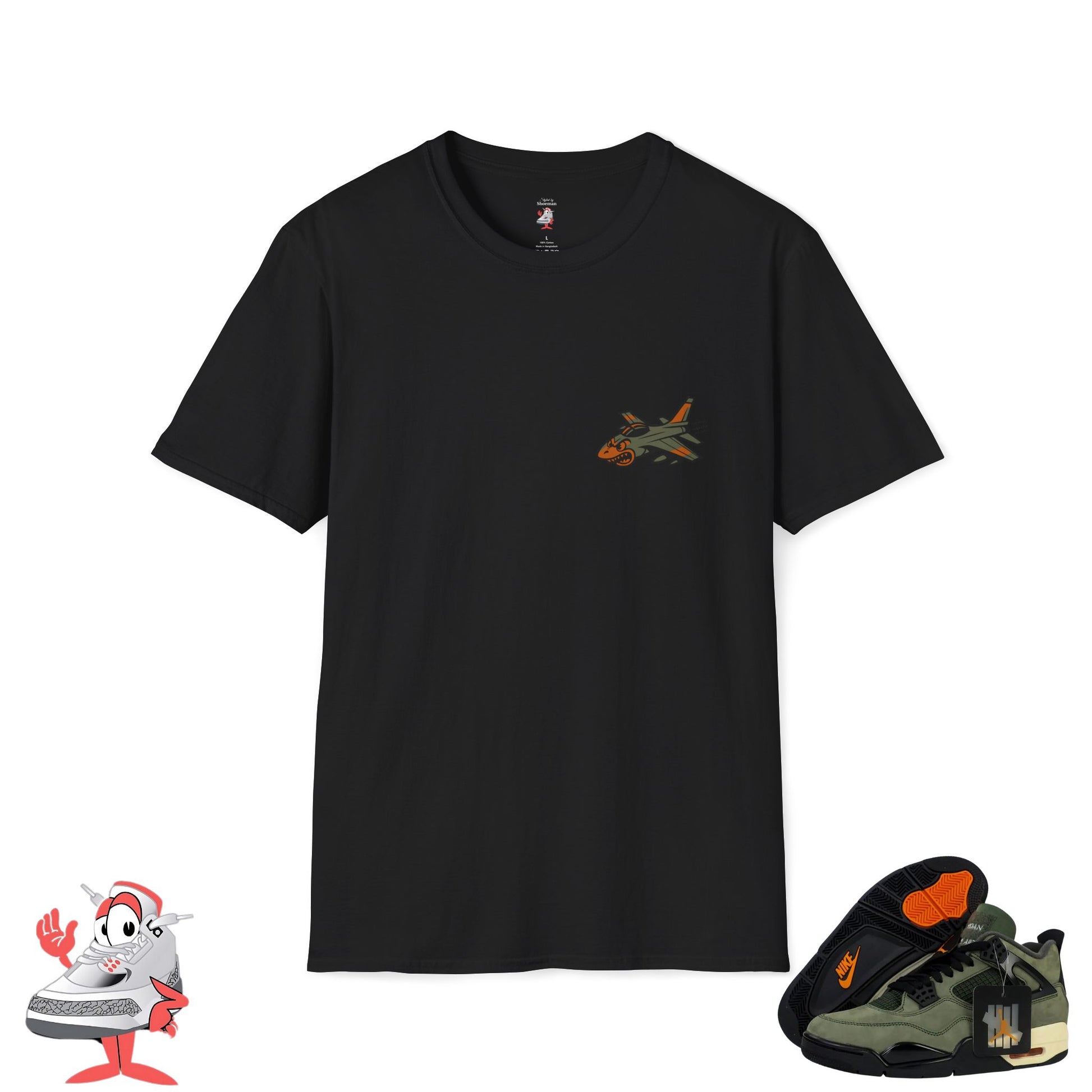 Matching Shirt For Air Jordan Retro 4 Undefeated Olive Green Orange Sneaker Tee