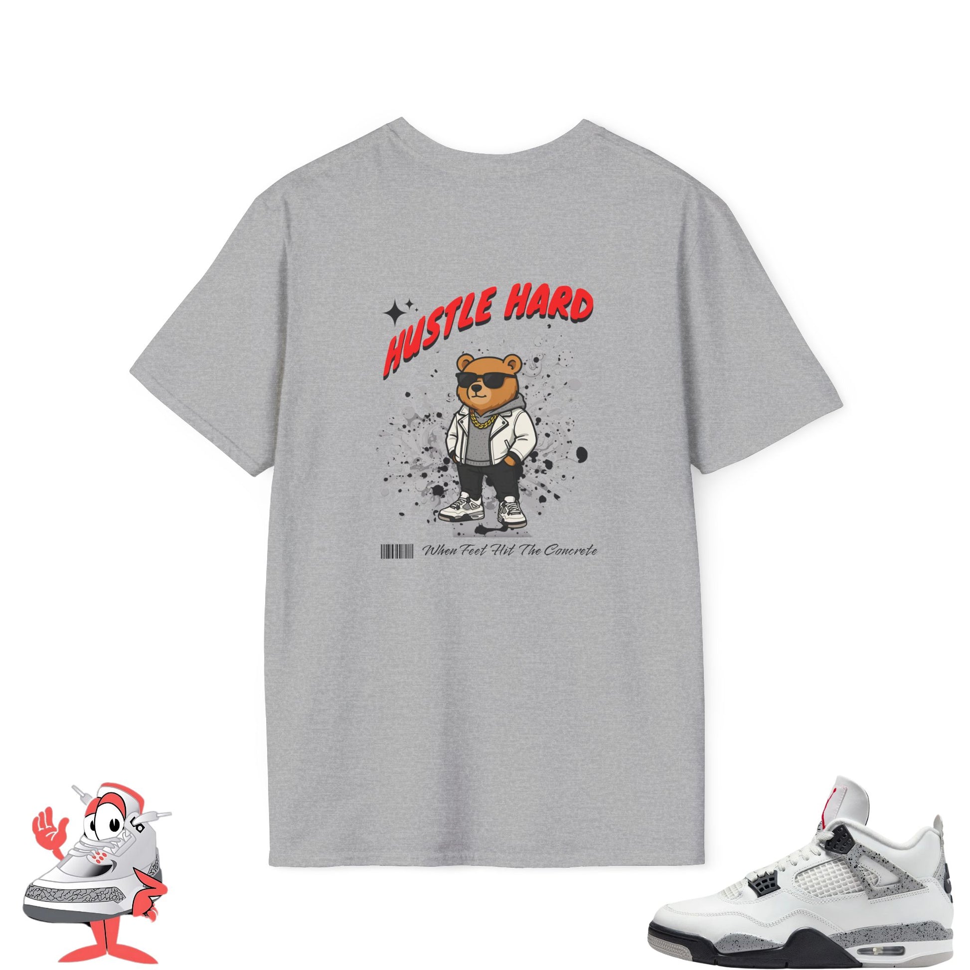 Matching Shirt For Air Jordan Retro 4 White Cement OG IV Tee Vintage Nike Hustle