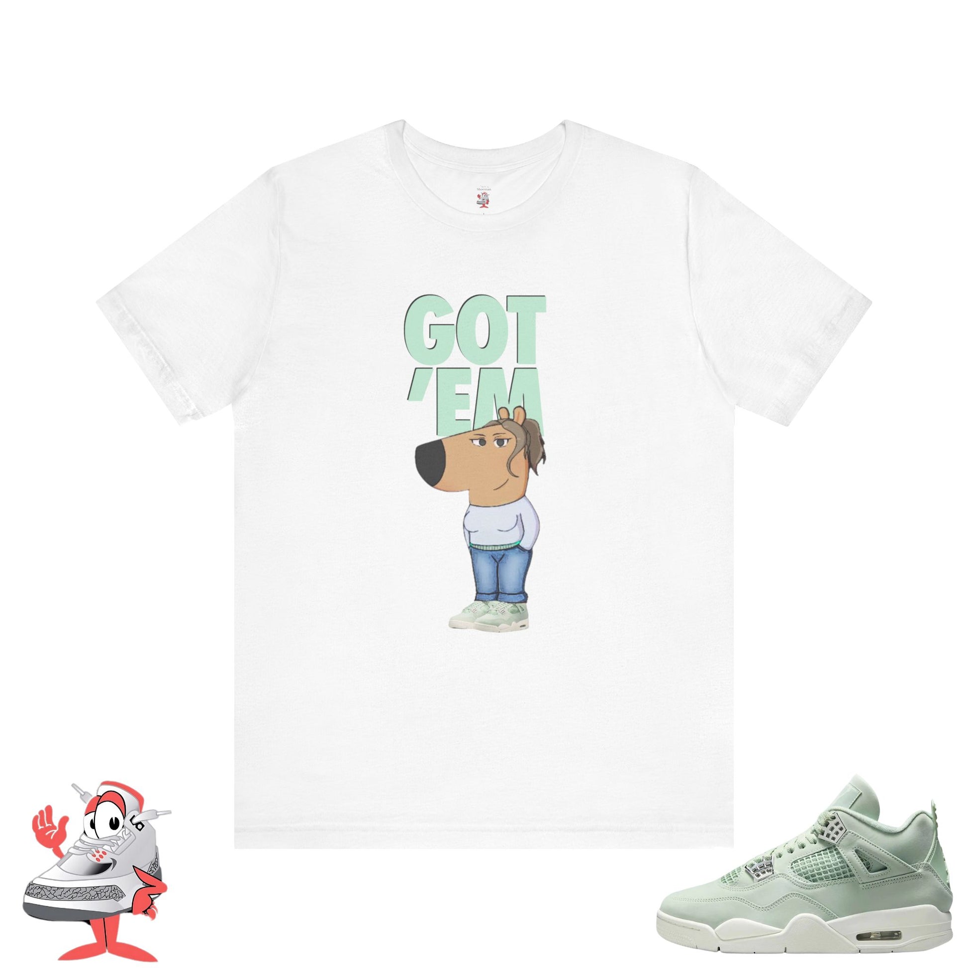 Womens Air Jordan Retro 4 Seafoam T-Shirt Jordan Matching Tee Girls Jordan Tee