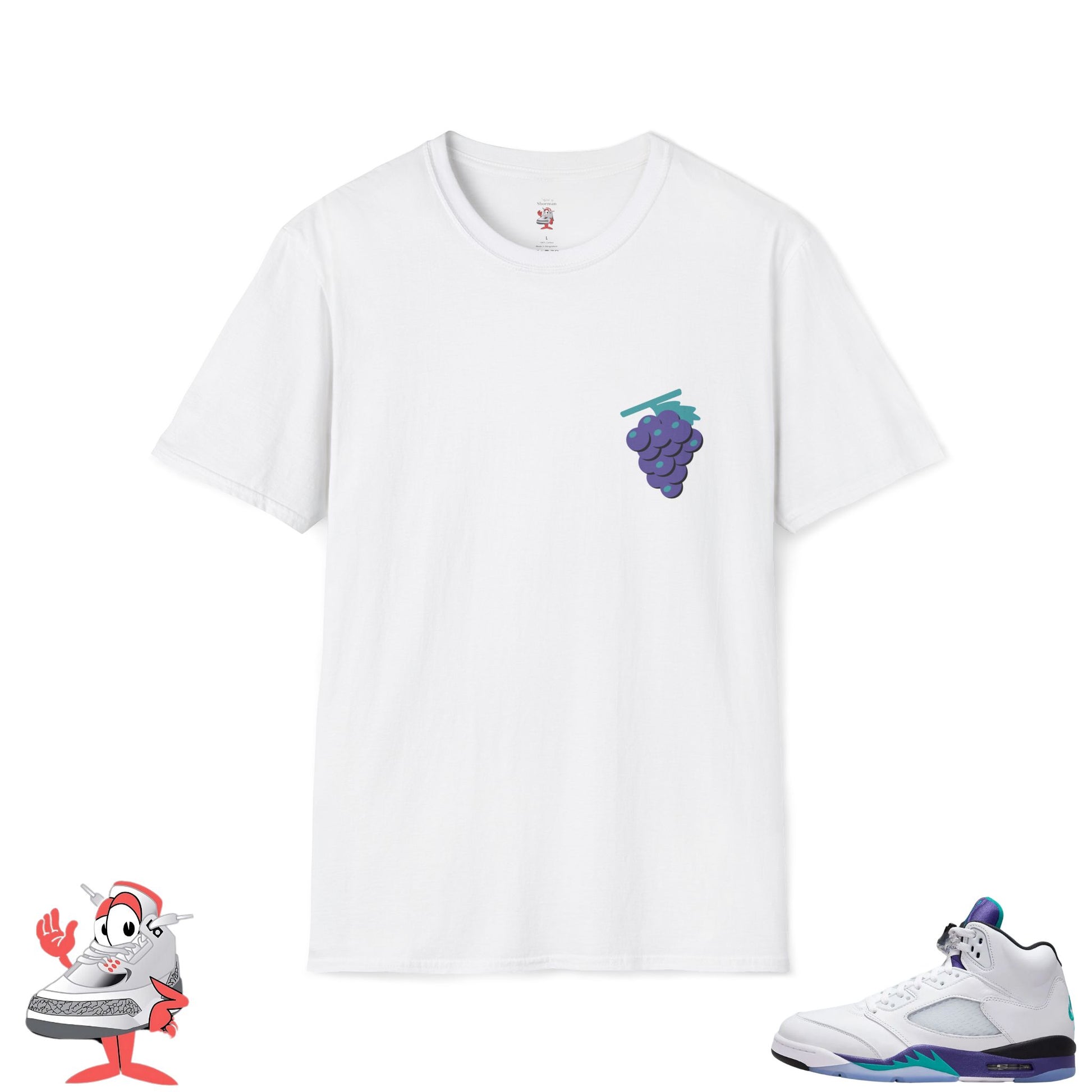Matching Shirt For Air Jordan Retro 5 OG Grape White Purple Teal V Sneaker Match