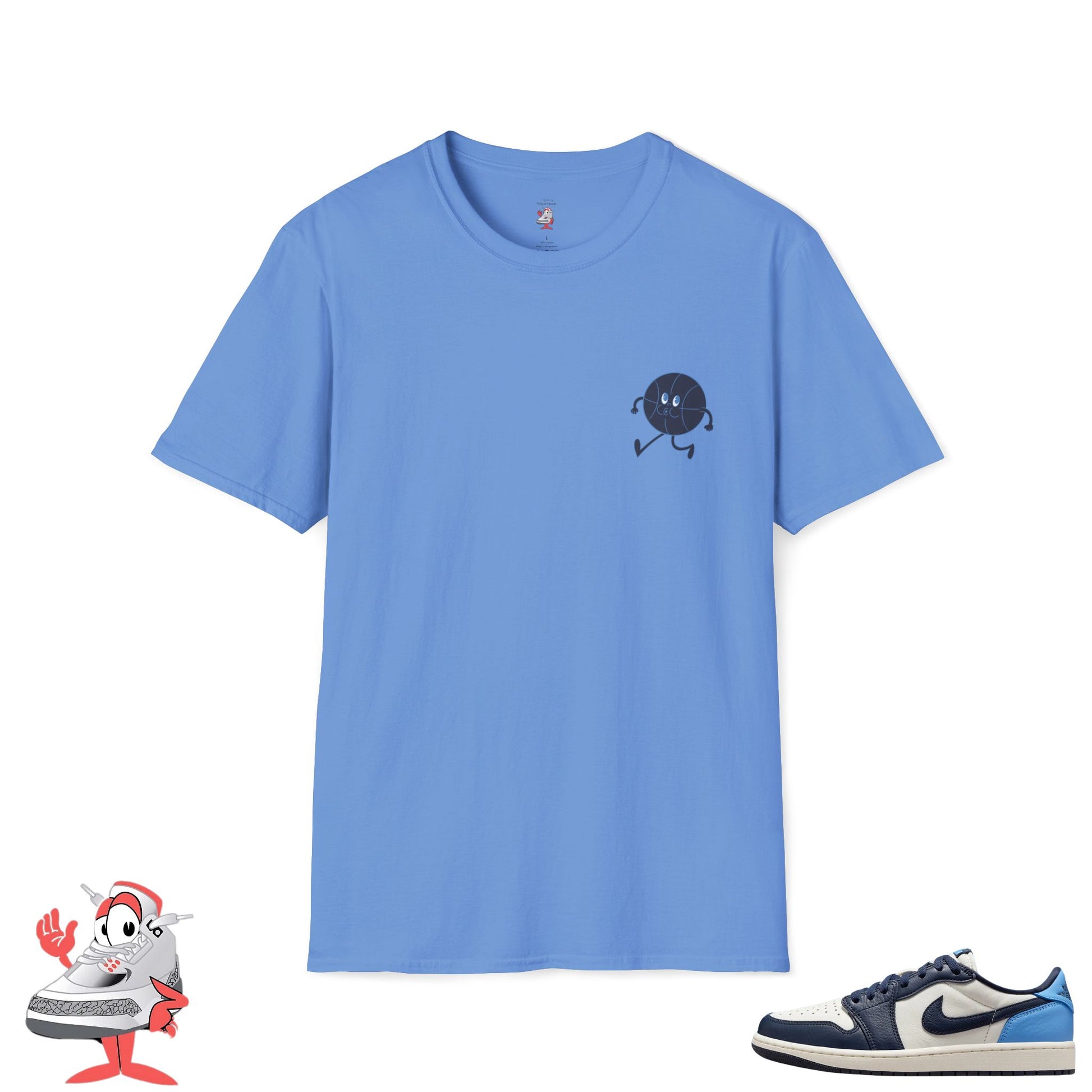 Matching Shirt For Air Jordan Retro 1 Low OG Obsidian White Navy Carolina Blue