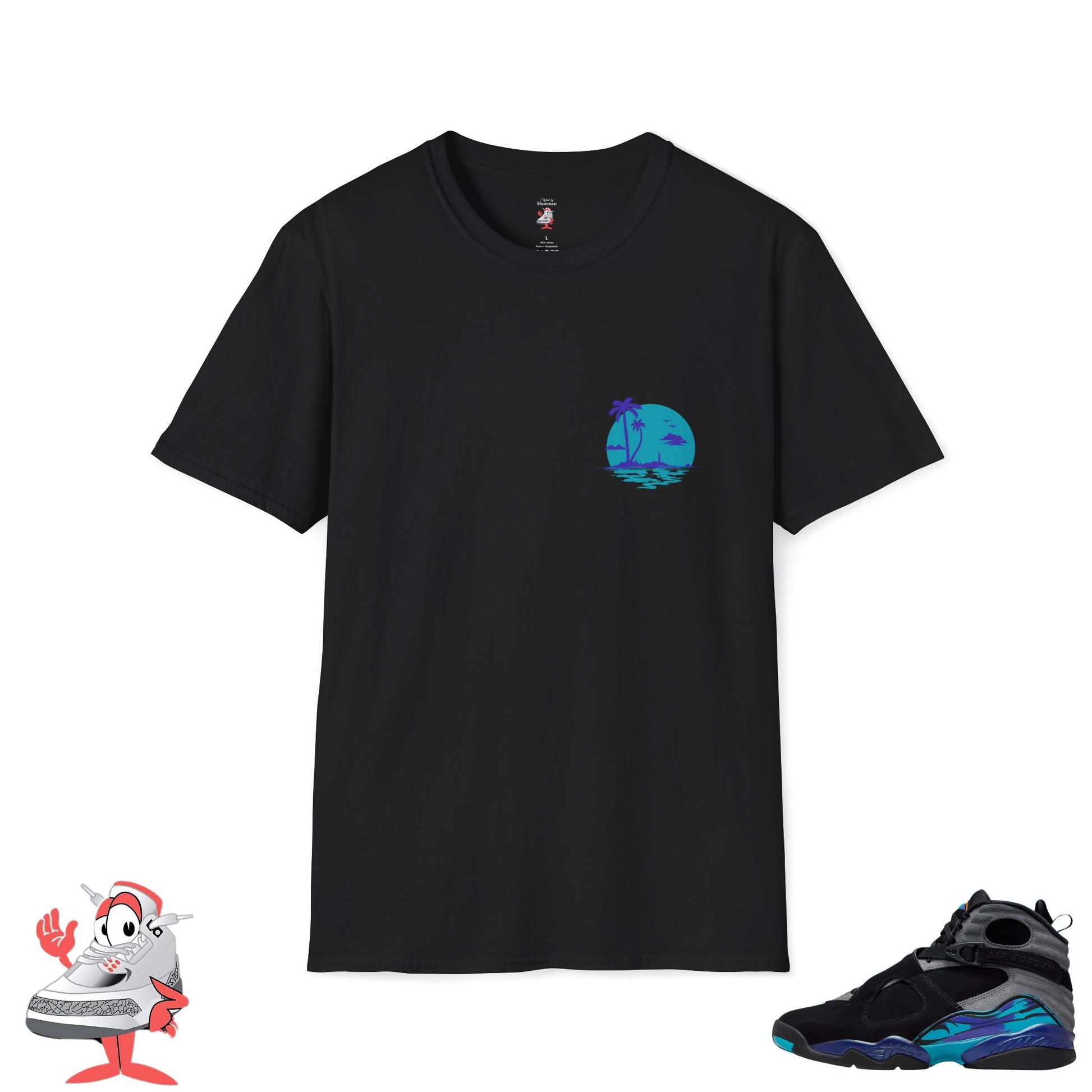 Matching Shirt For Nike Air Jordan Retro 8 Aqua Black Purple Sneaker Match Tee