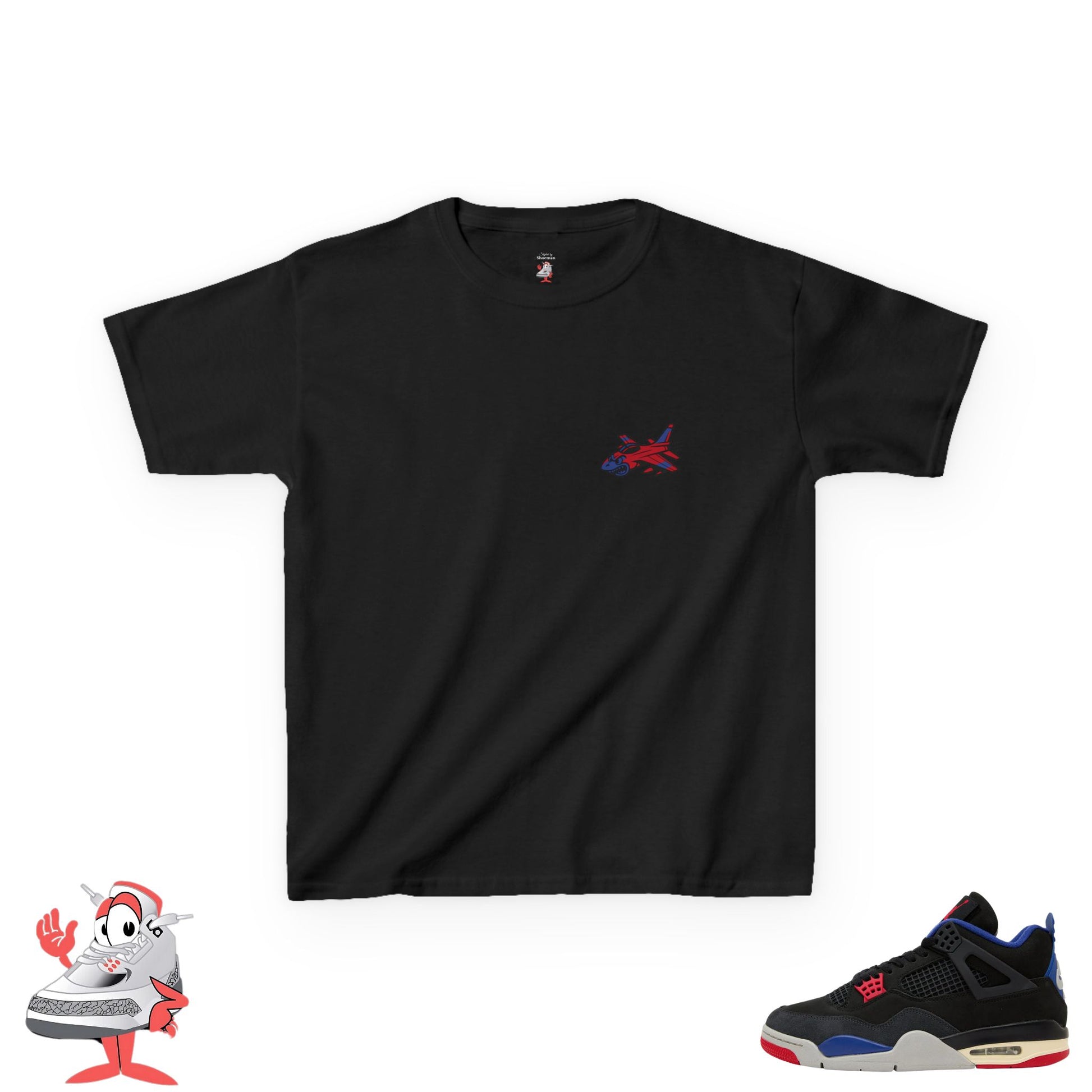 Kids Matching Shirt Air Jordan Retro 4 Rare Air Black Red Blue Sneaker Match Tee