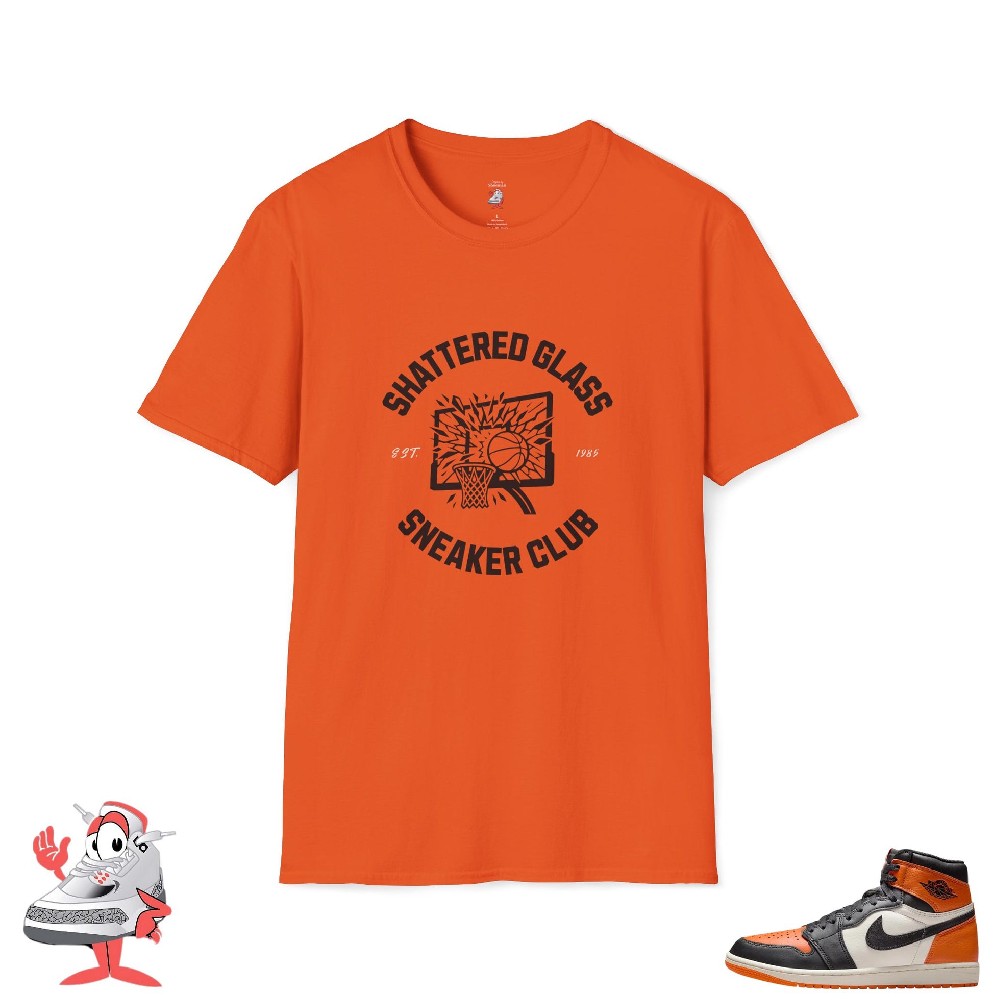 Matching Shirt For Air Jordan Retro 1 Shattered Backboard Black Orange Tee AJ1