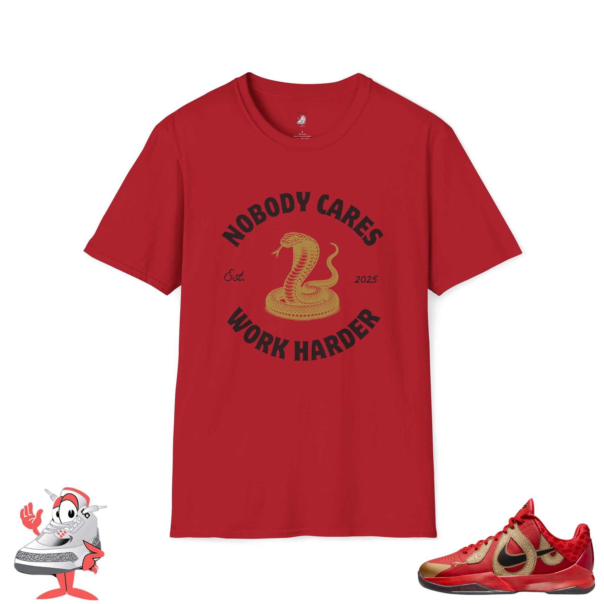 Matching Shirt For Kobe V Proto Year Of Mamba Snake Red Gold Word Harder Sneaker