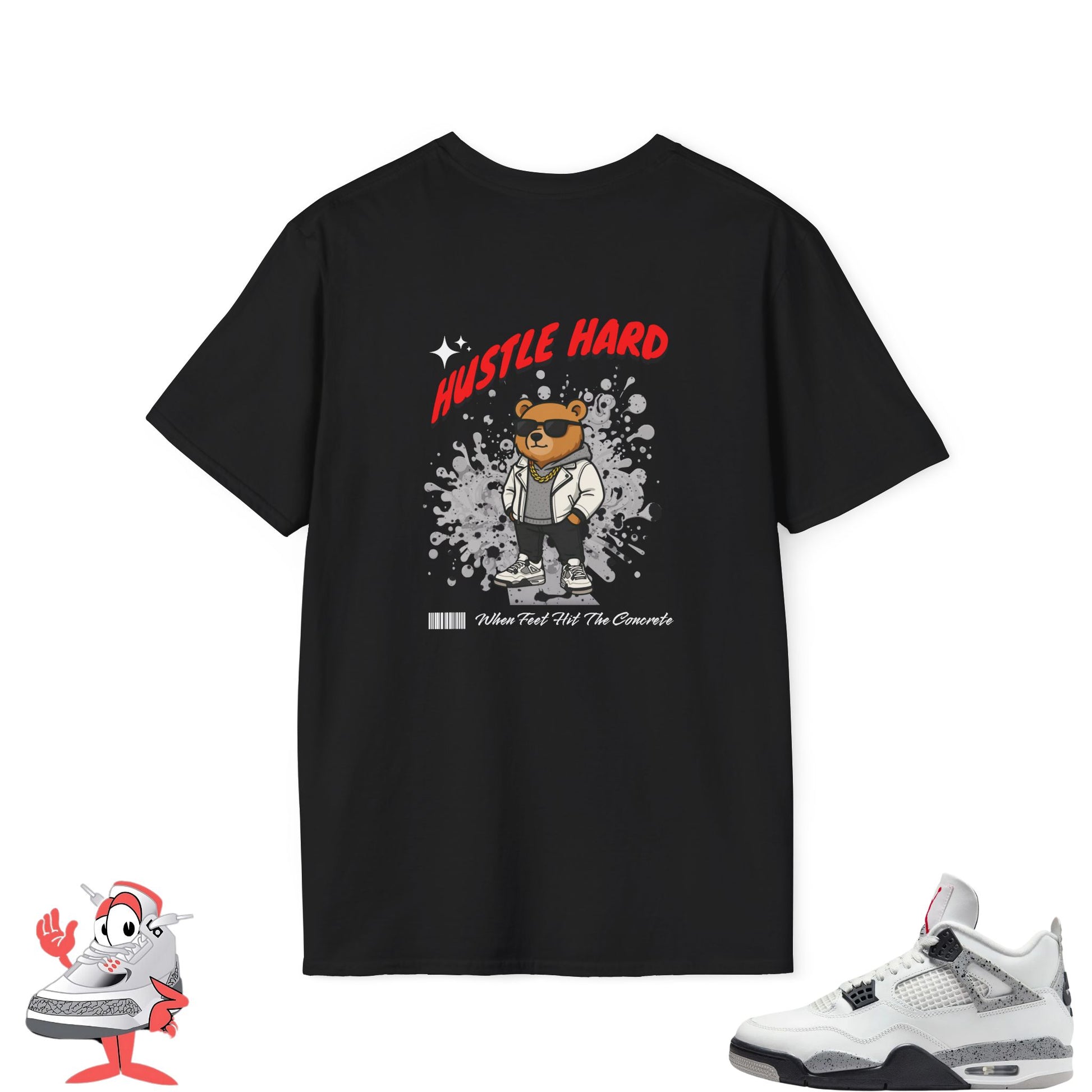 Matching Shirt For Air Jordan Retro 4 White Cement OG IV Tee Vintage Nike Hustle