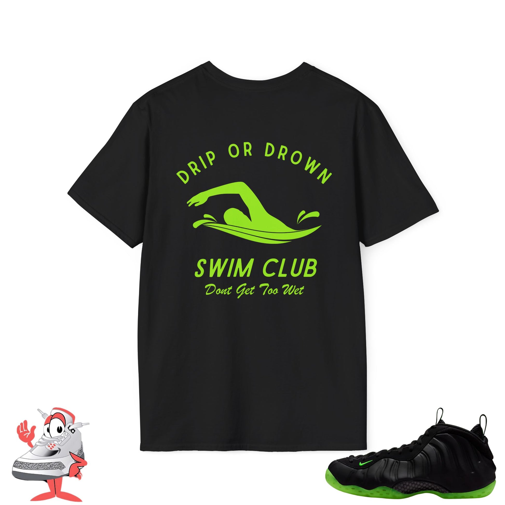 Nike Air Foamposite One Black Volt Green Matching Shirt Drip Or Drown Swim Club