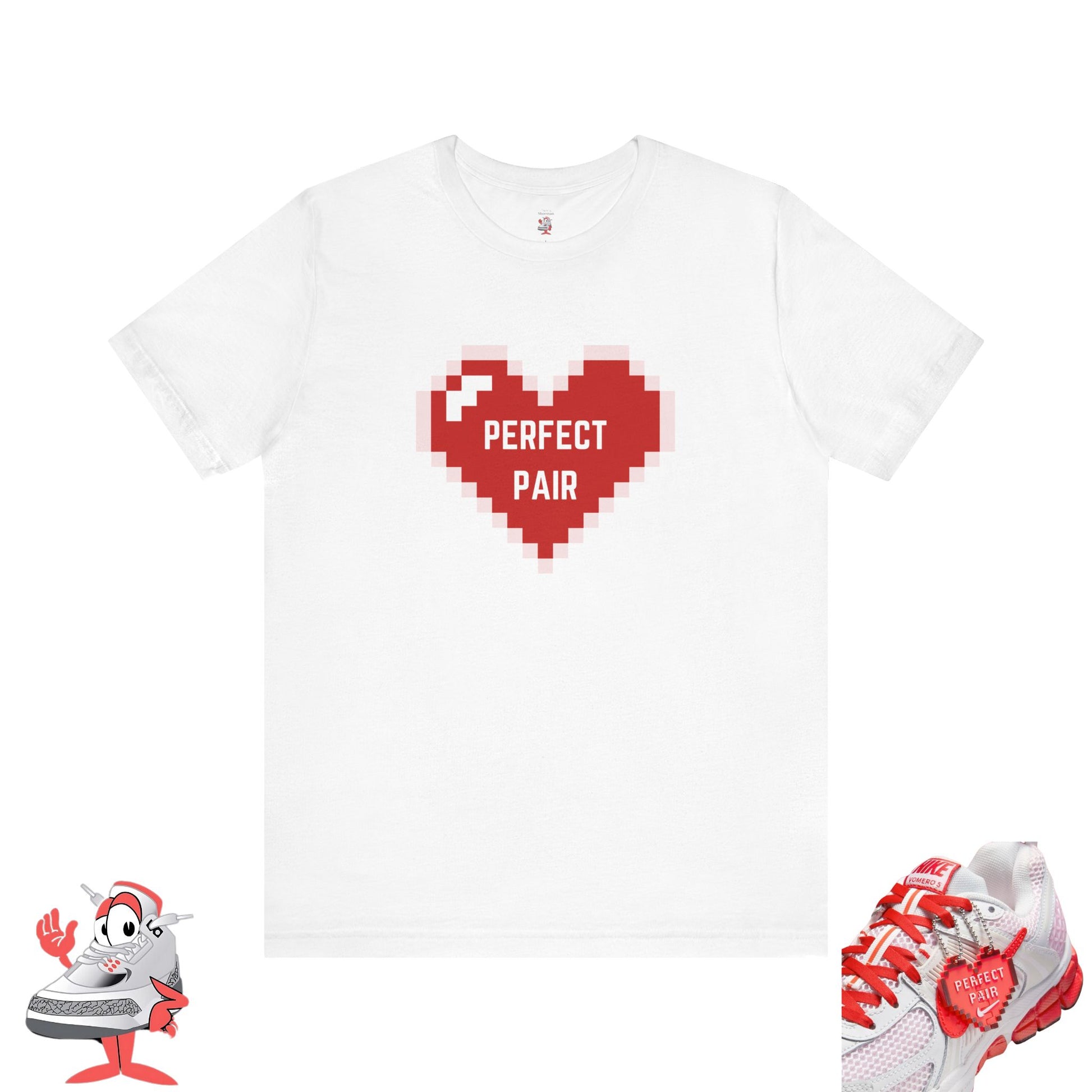 Womens Pixel Heart Perfect Pair Tee Graphic T-Shirt for Nike Valentine's Day