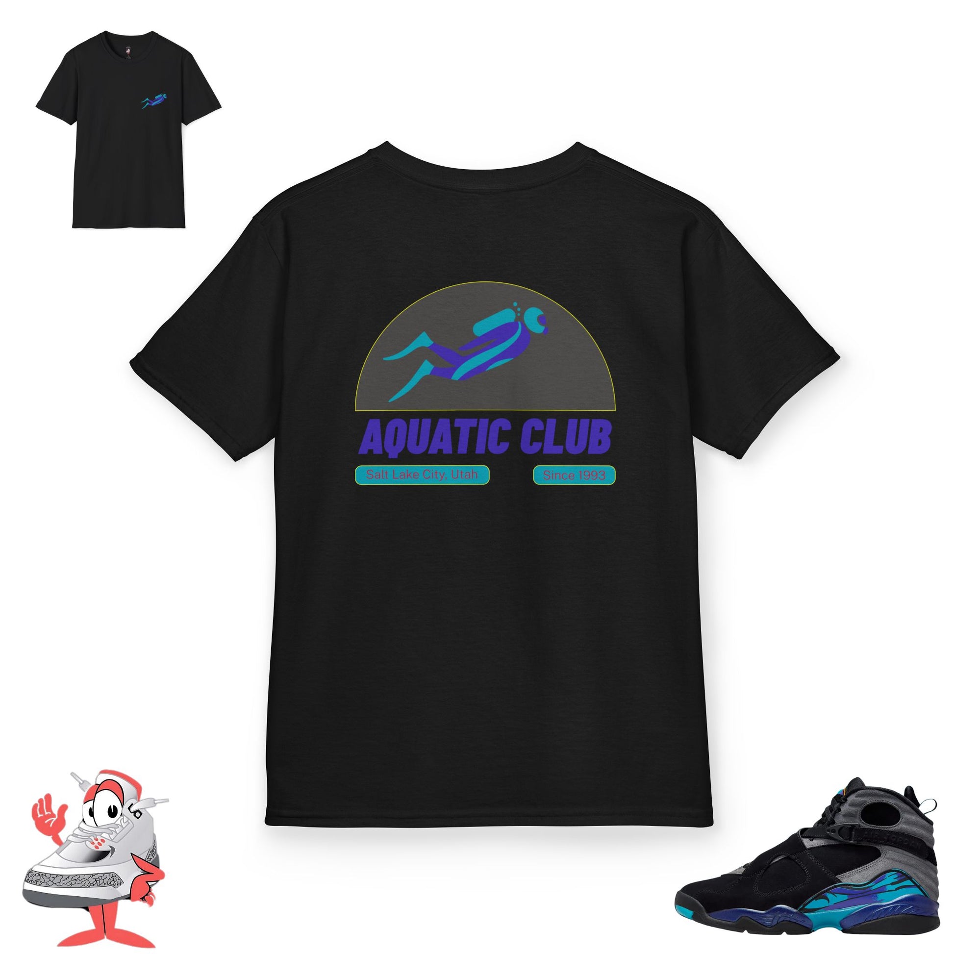 Kids Matching Shirt For Nike Air Jordan Retro 8 Aqua Black Purple Sneaker Match
