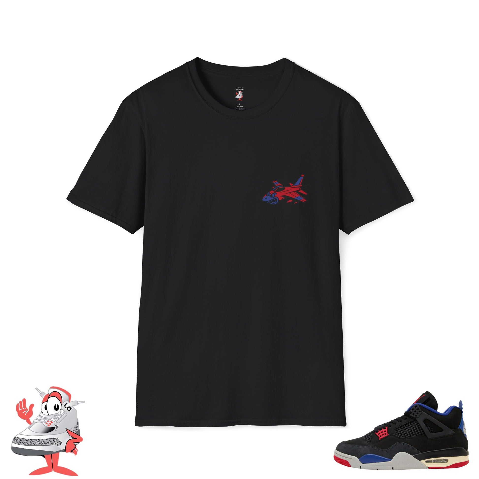Matching Shirt For Air Jordan Retro 4 Rare Air Black Red Blue Sneaker Match Tee
