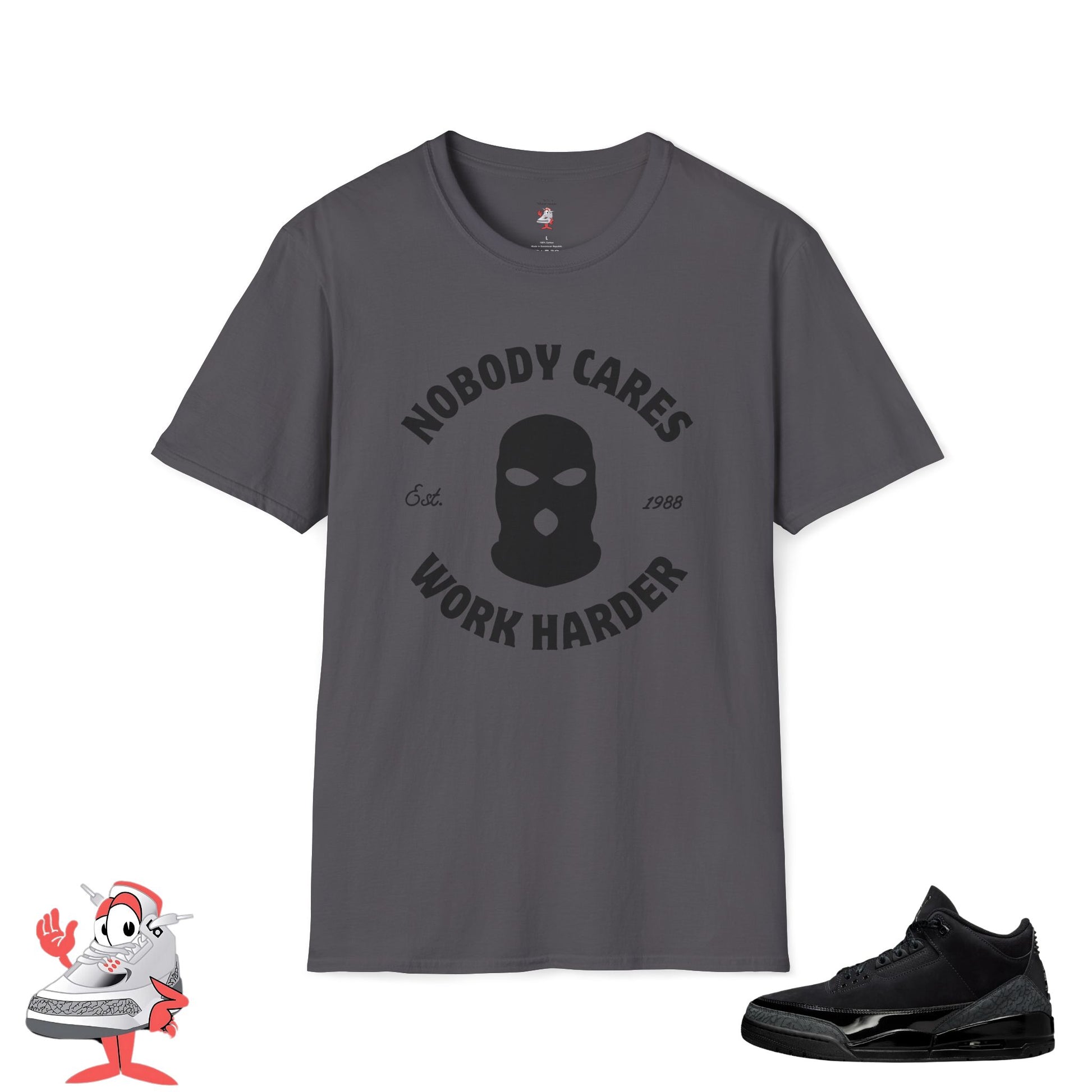 Matching Shirt For Jordan Retro 3 Black Cat Unisex T-Shirt Work Harder Sneaker