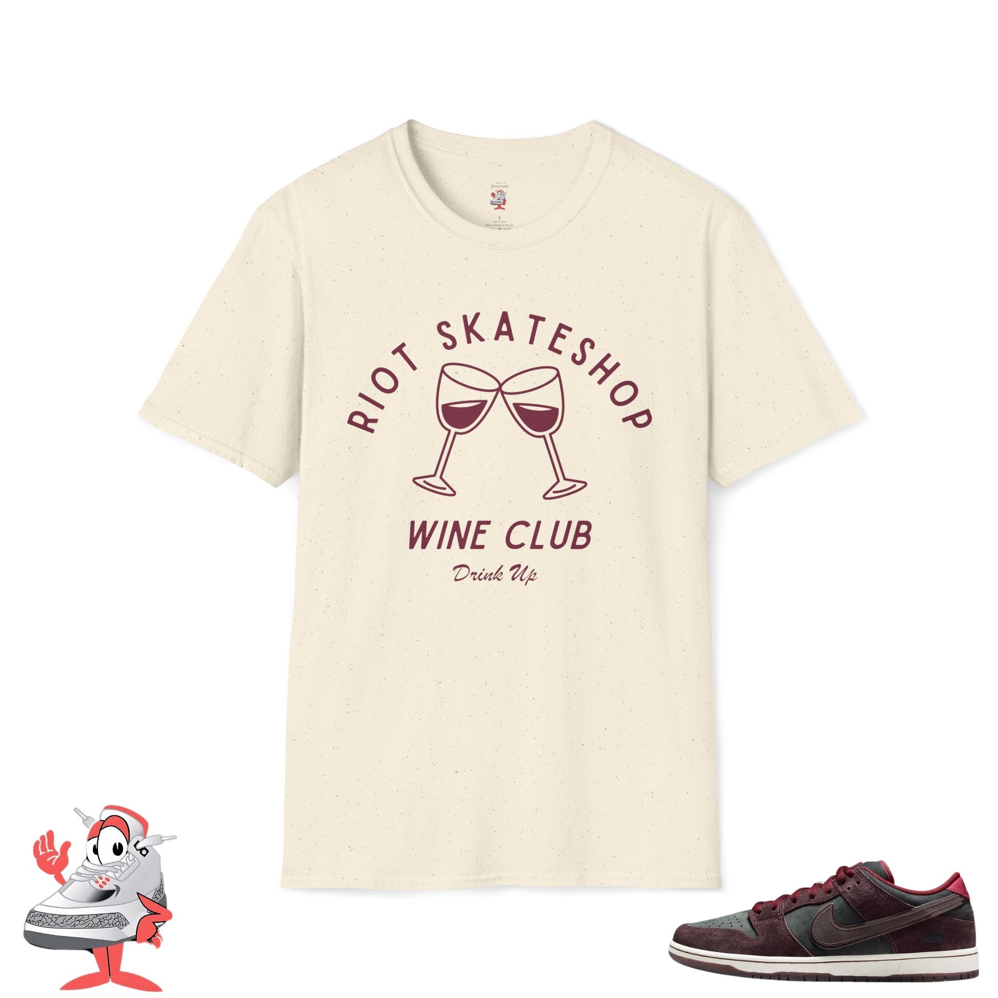 Riot Skateshop Wine Club T-Shirt Matches Nike SB Dunk Low Sneaker Unisex Soft