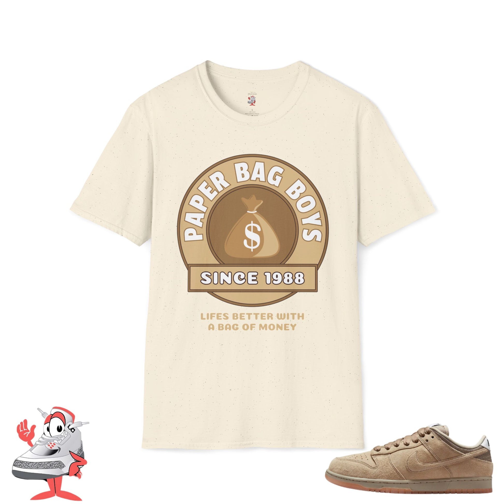 Paper Bag Boys T-Shirt Match for Nike SB Dunk Low Parachute Beige