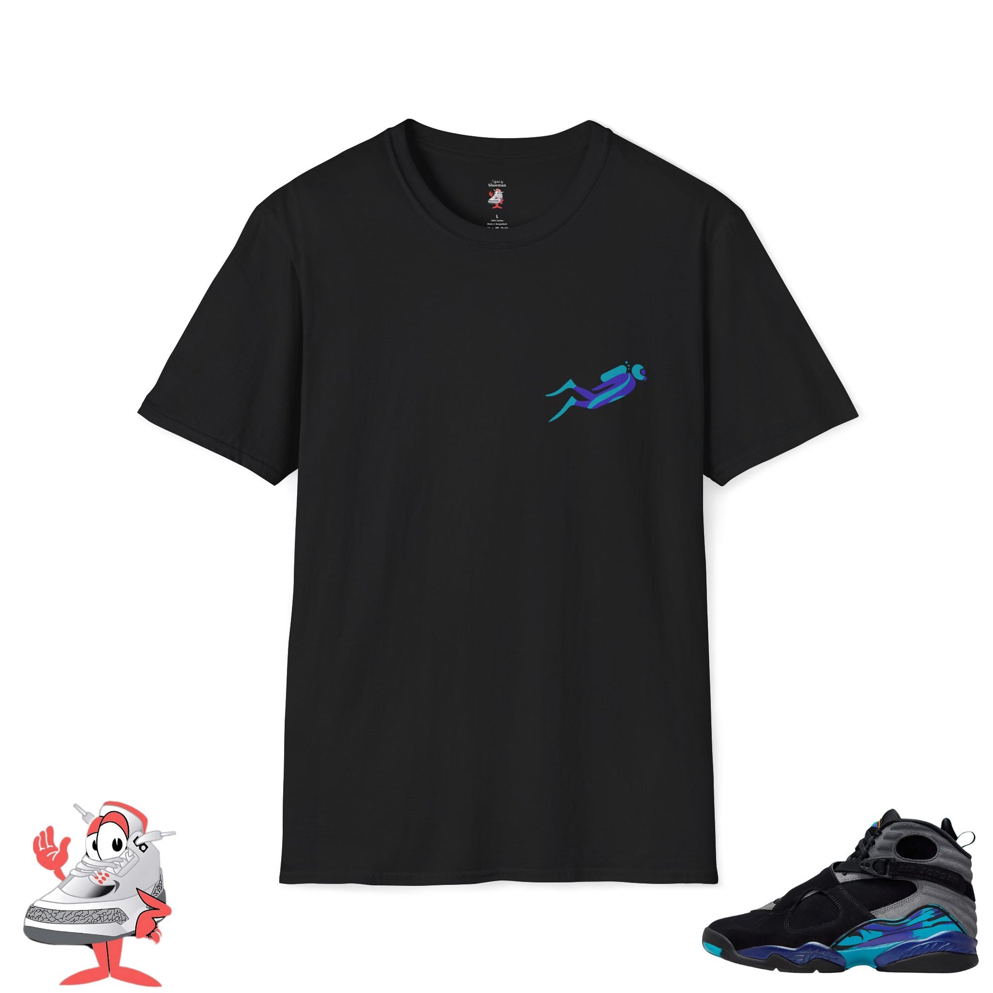 Matching Shirt For Nike Air Jordan Retro 8 Aqua Black Purple Sneaker Match Tee