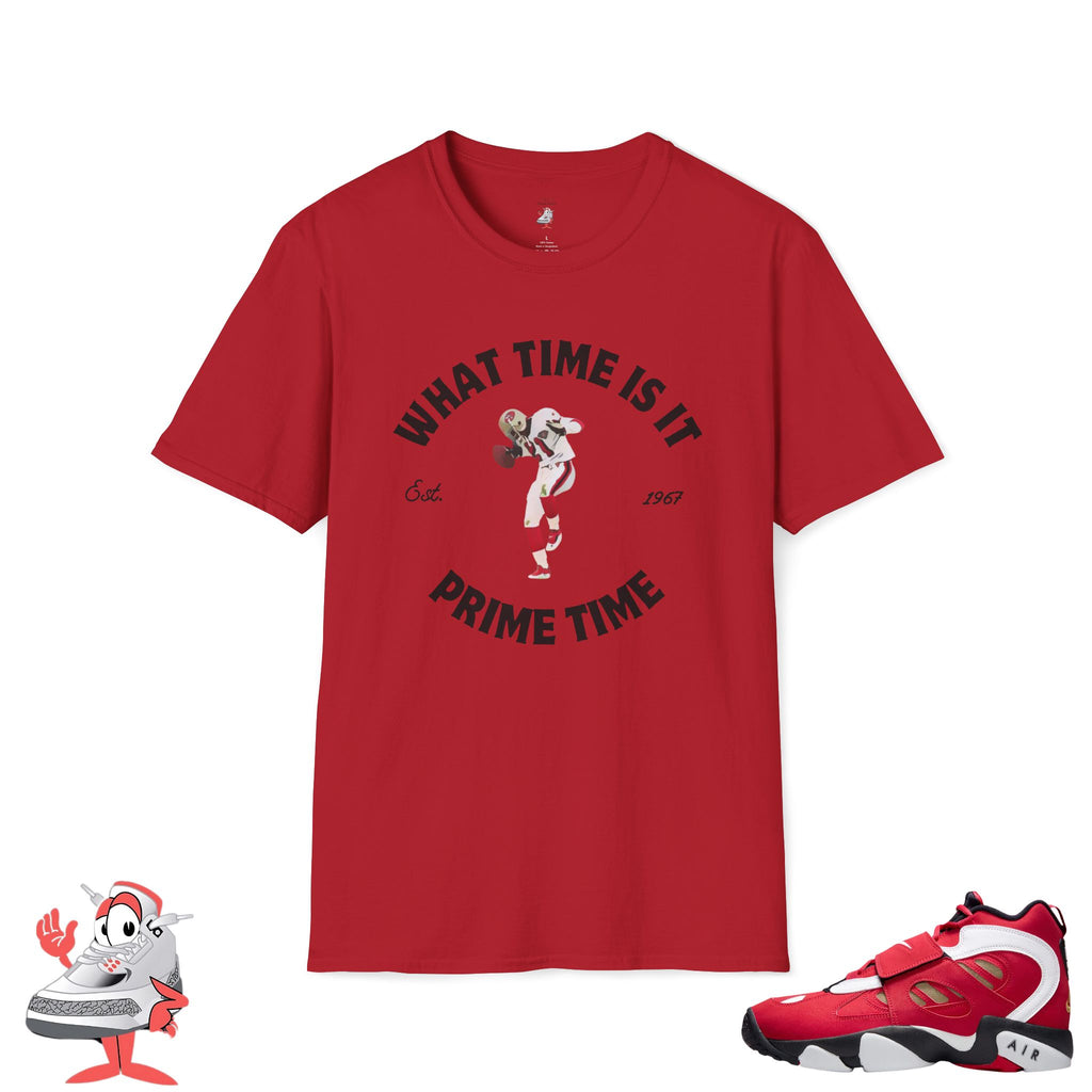 Prime Time T-Shirt Matches Nike Air Diamond Turf 2 Prime Red 49ers Shoes Deion