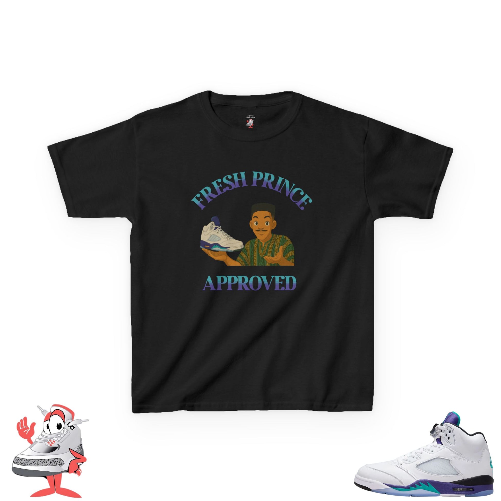 Kids Matching Shirt For Air Jordan Retro 5 Grape Sneaker Match Tee Fresh Prince