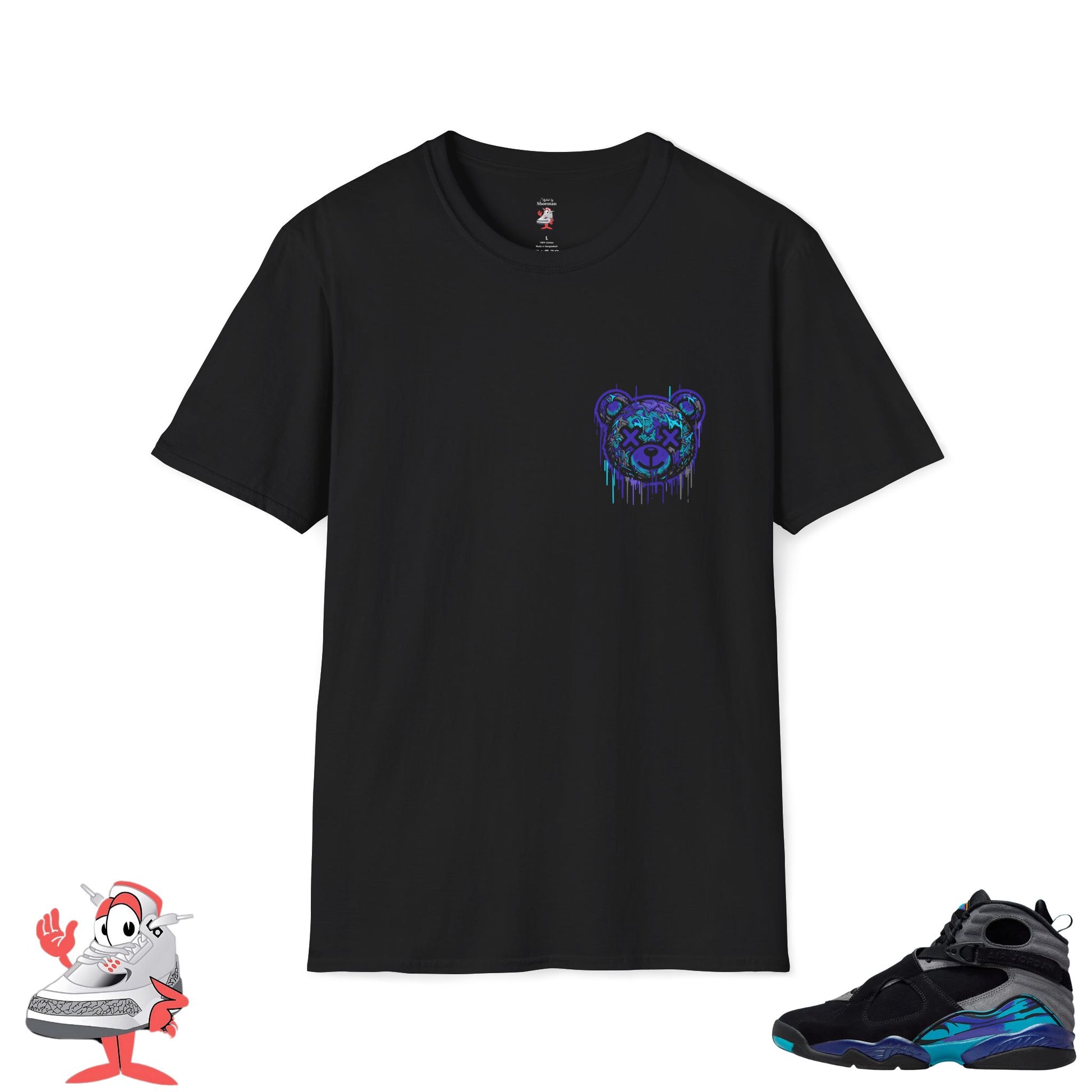 Matching Shirt For Nike Air Jordan Retro 8 Aqua Black Purple Sneaker Match Tee