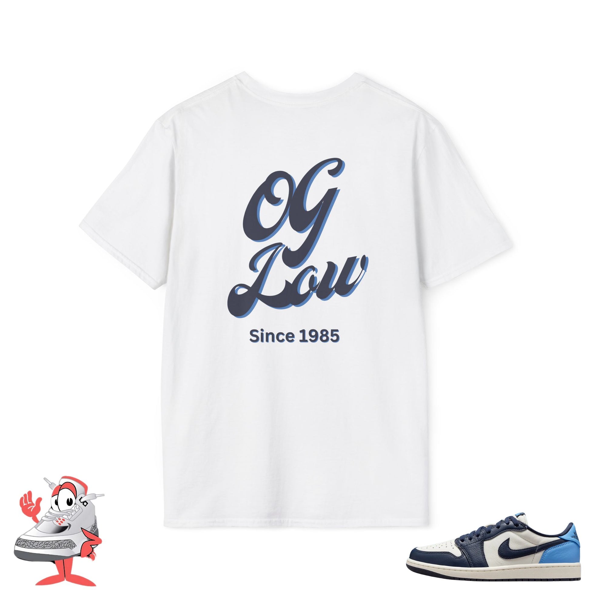 Matching Shirt For Air Jordan Retro 1 Low OG Obsidian White Navy Carolina Blue