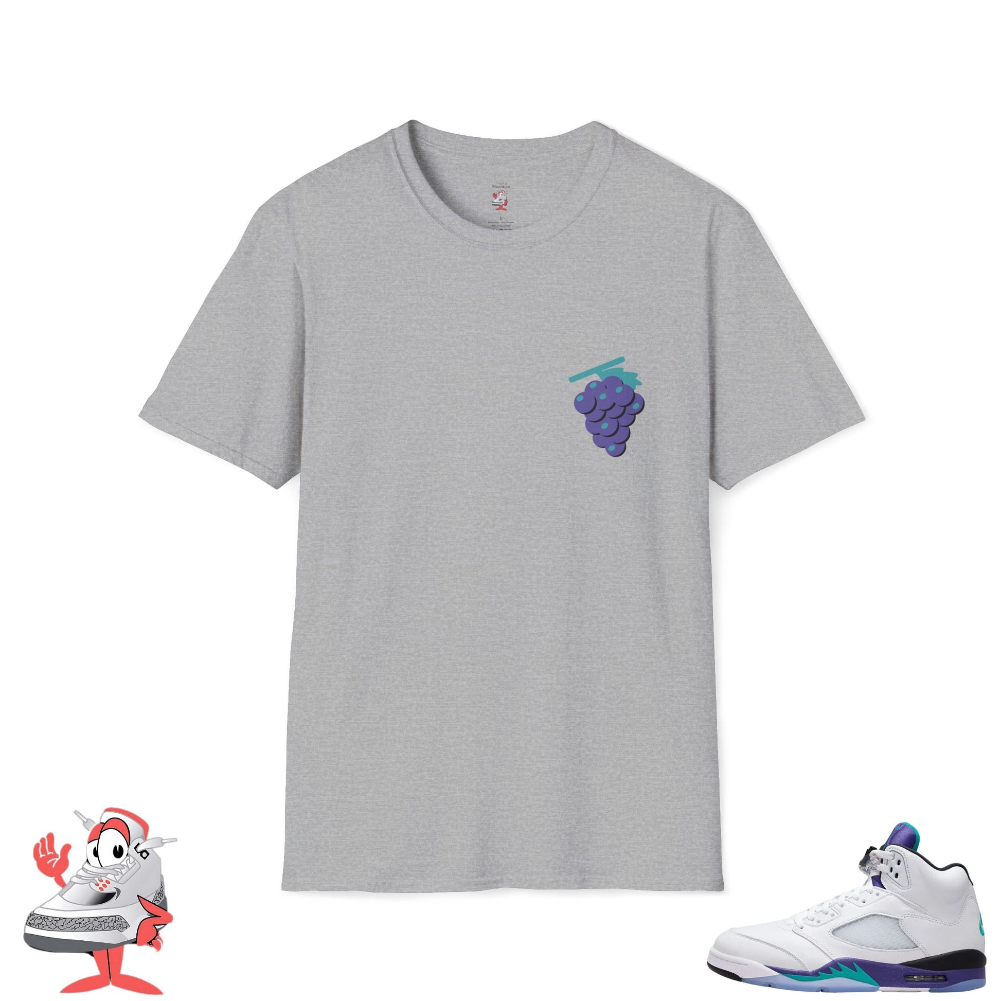 Matching Shirt For Air Jordan Retro 5 OG Grape White Purple Teal V Sneaker Match