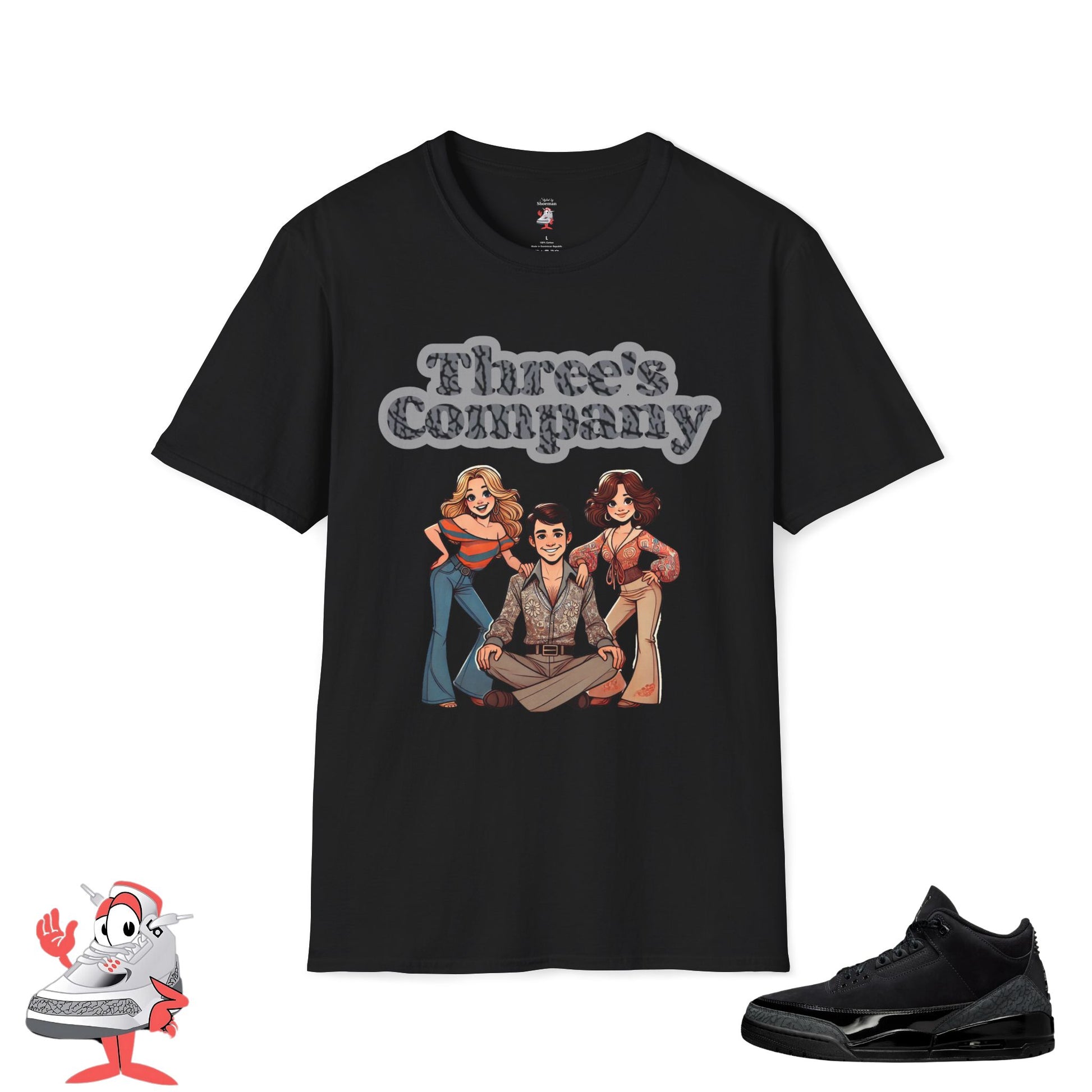 Three's Company Matching Shirt For Jordan Retro 3 Black Cat Unisex T-Shirt Nike
