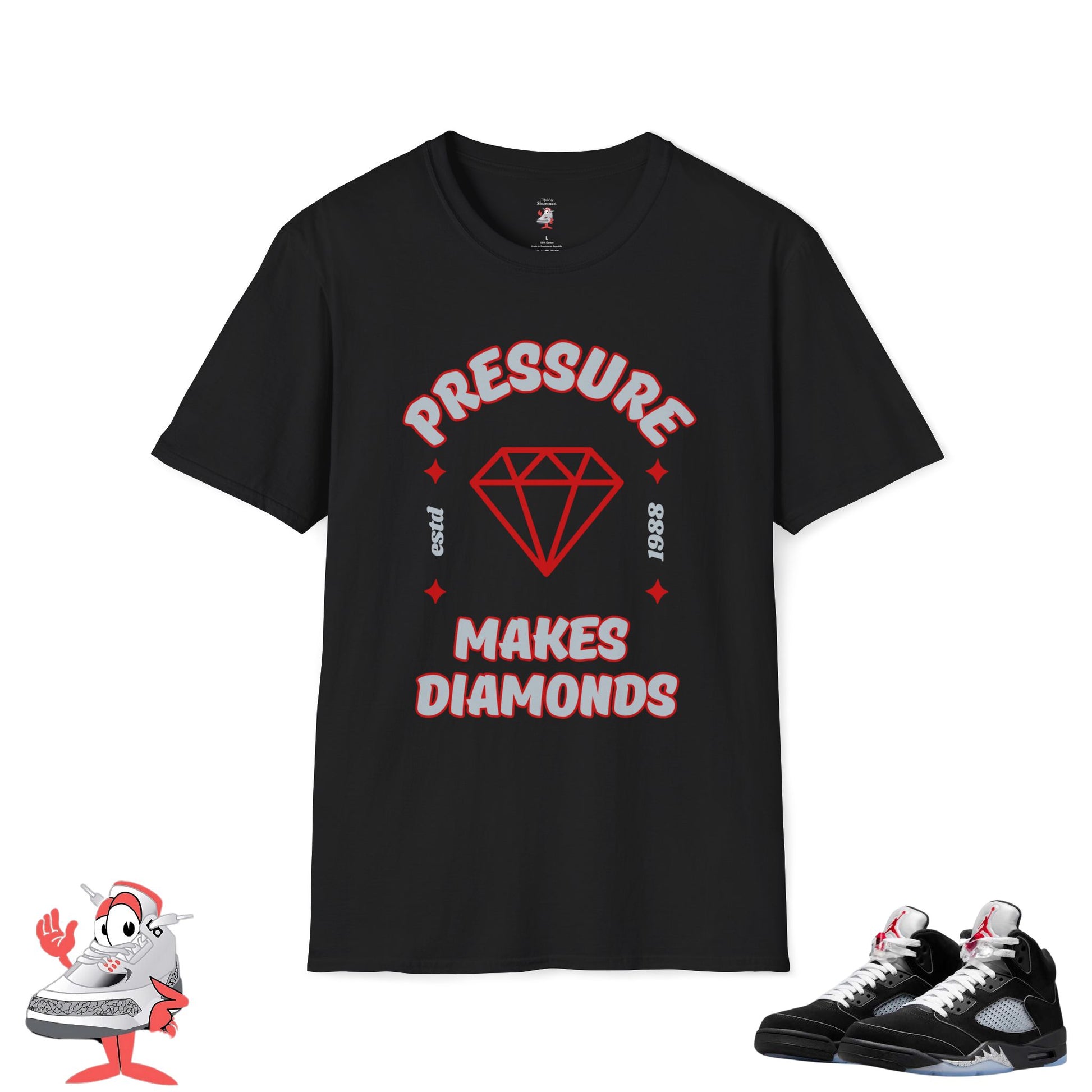 T-Shirt To Match Air Jordan Retro 5 Reimagined Black Metallic Silver V Sneaker