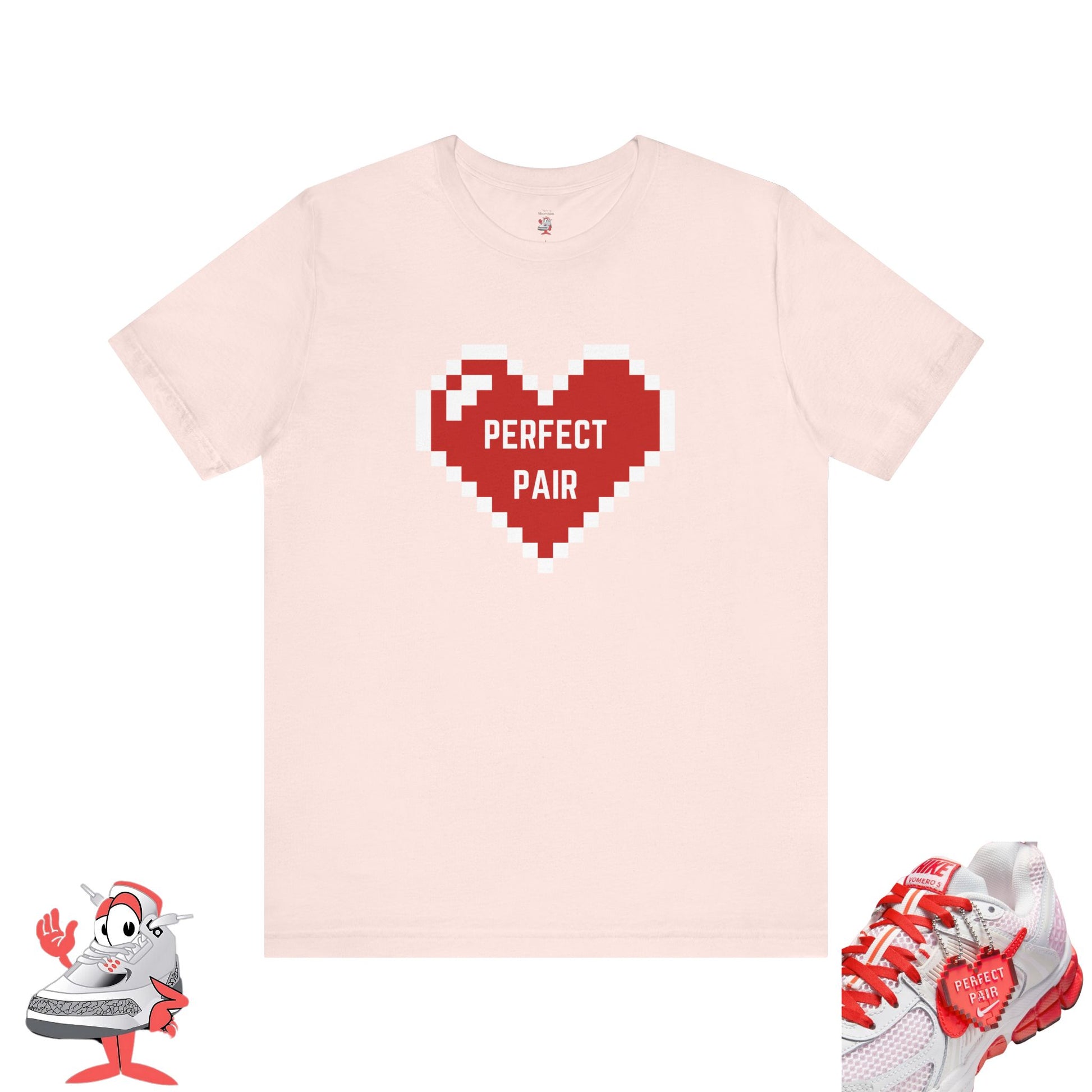 Womens Pixel Heart Perfect Pair Tee Graphic T-Shirt for Nike Valentine's Day