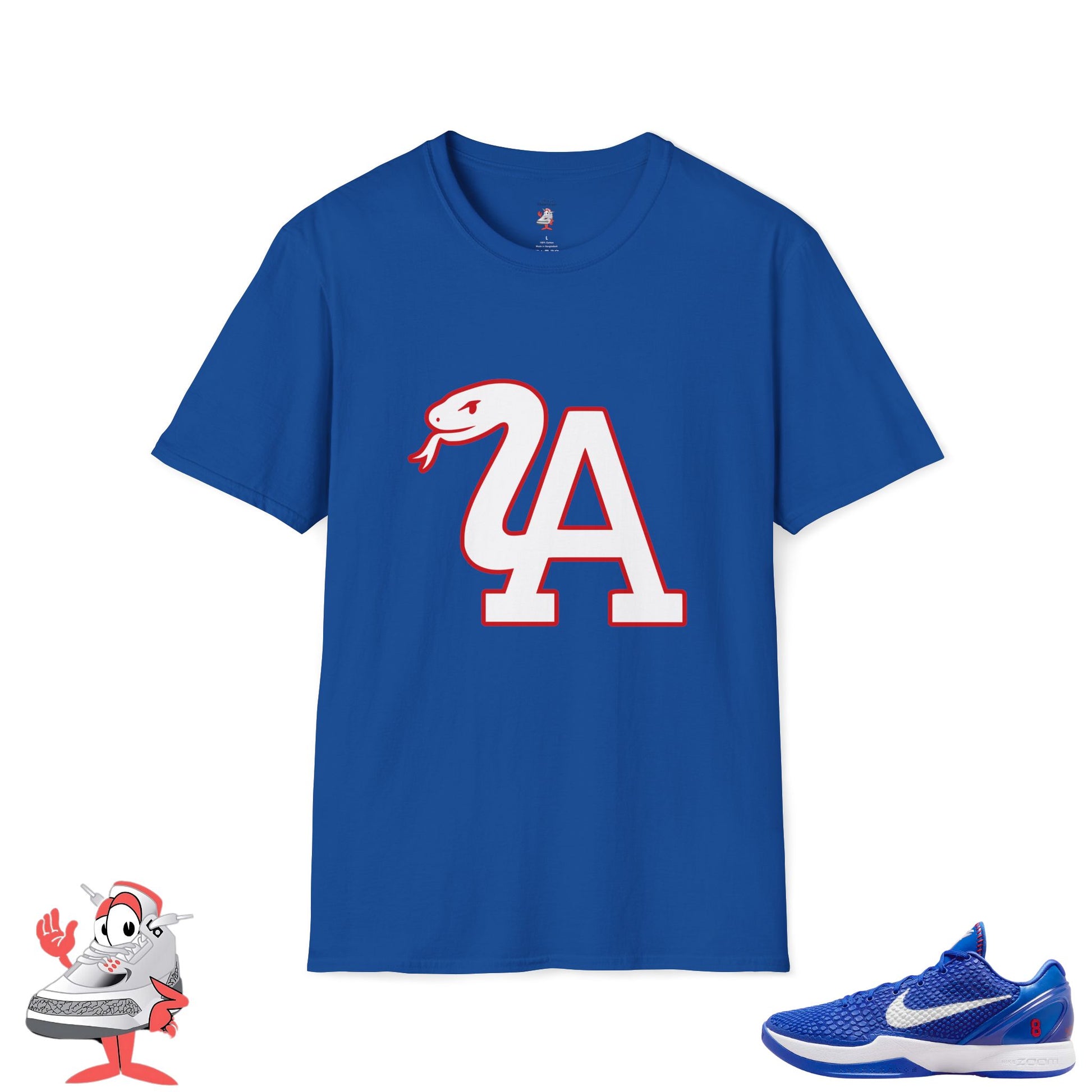 Matching Shirt For Nike Kobe 6 Proto Dodgers Blue White LA Mamba Sneaker Tee